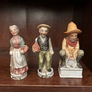 Set Of 3 Vintage Old Couple Man And Woman Figurines 4 1/2” Tall